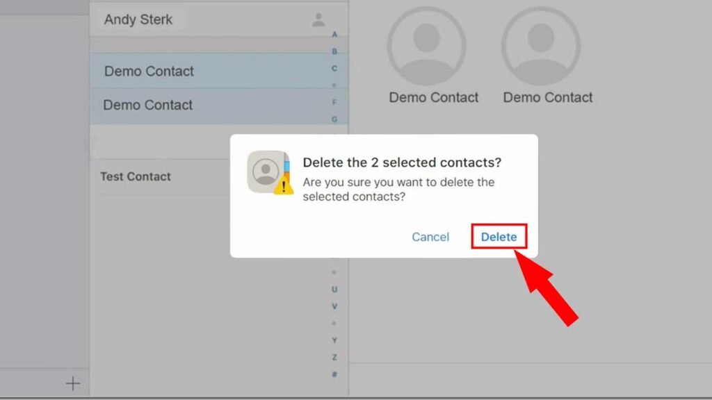 delete contact confarm icloud 